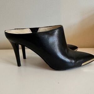 Nine West Pointed-Toe Heeled Mules, Leather, Sz 5